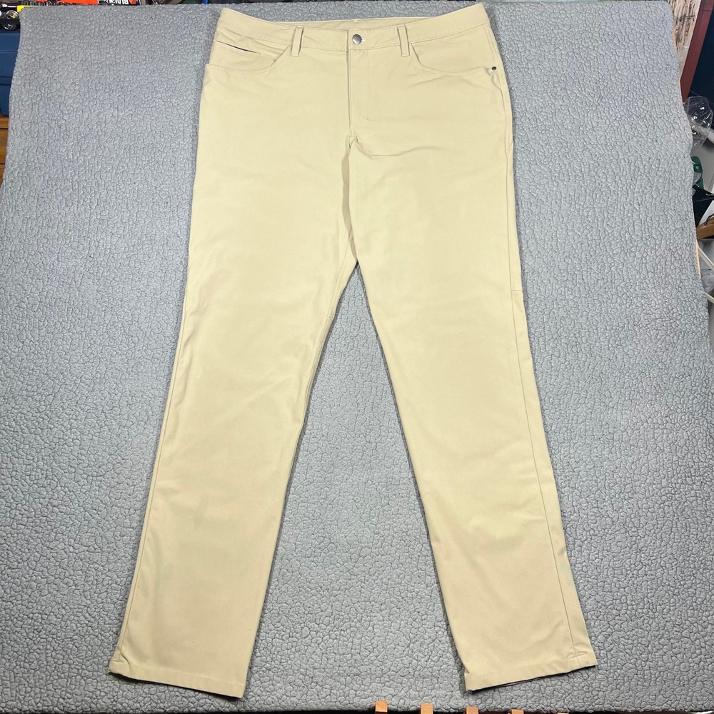 Lululemon ABC Pant Men 38 Slim Inseam 35" Warpstreme Khaki Tan Casual Golf Work